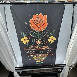 Y2K MOOSE BLOOD Tapestry Flag No Sleep Records OOP *LIMITED* 58x35 XL Punk Emo